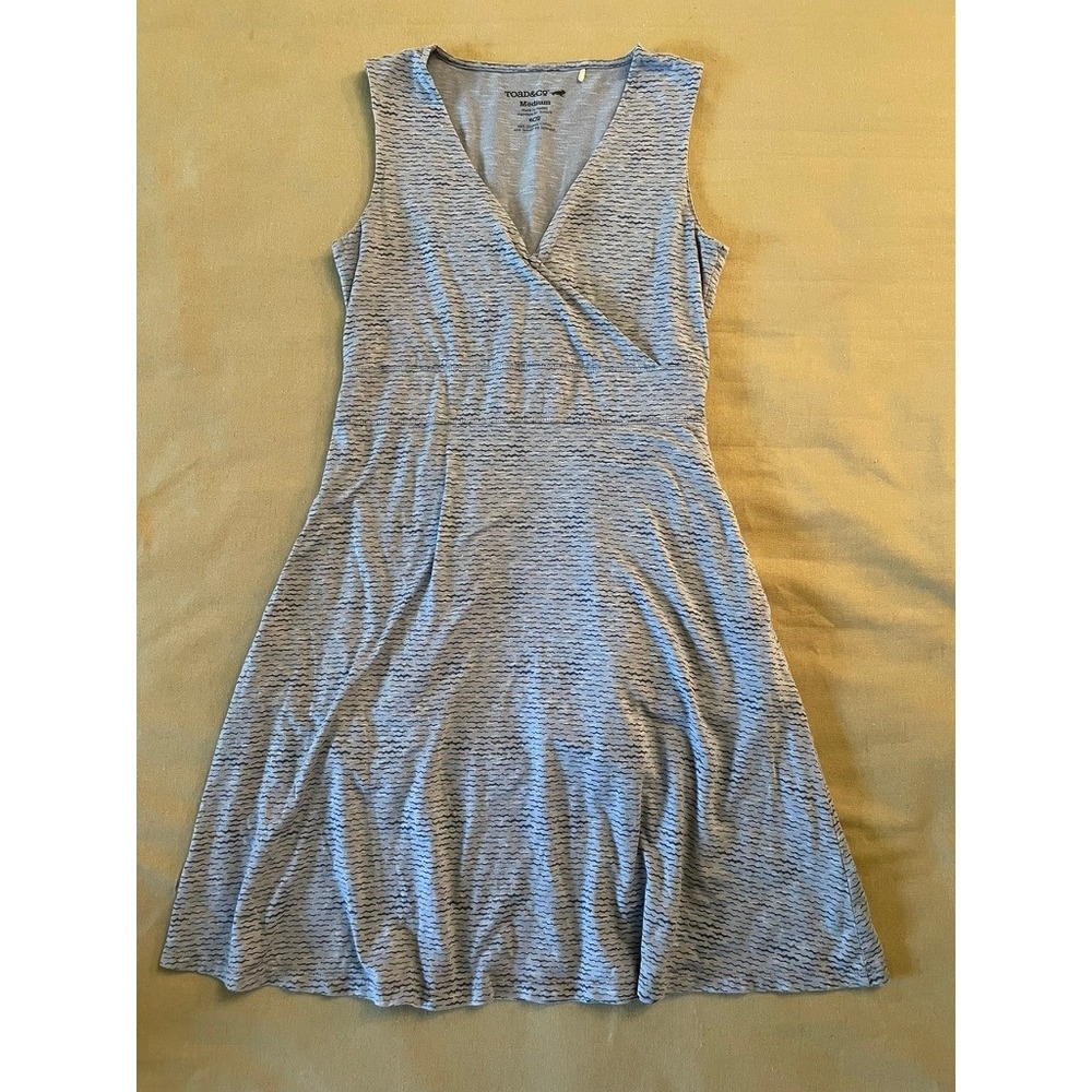 Toad & Co Cue Wrap Dress Sz M Gray Organic Cotton Sleeveless Pockets Stretch